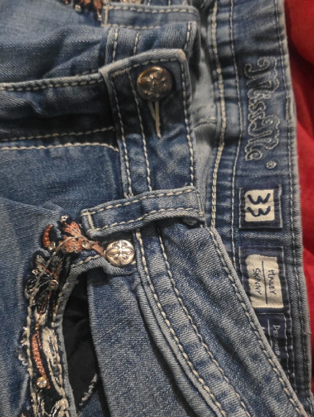 Miss Me Light Blue Bootcut Jeans with Floral Embroidered Back Pocket - Picture 2 of 6